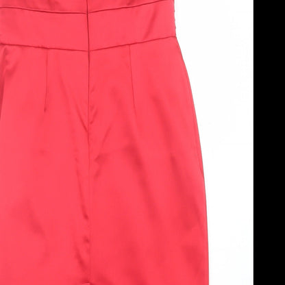 George Womens Red Polyester A-Line Size 12 Off the Shoulder Zip