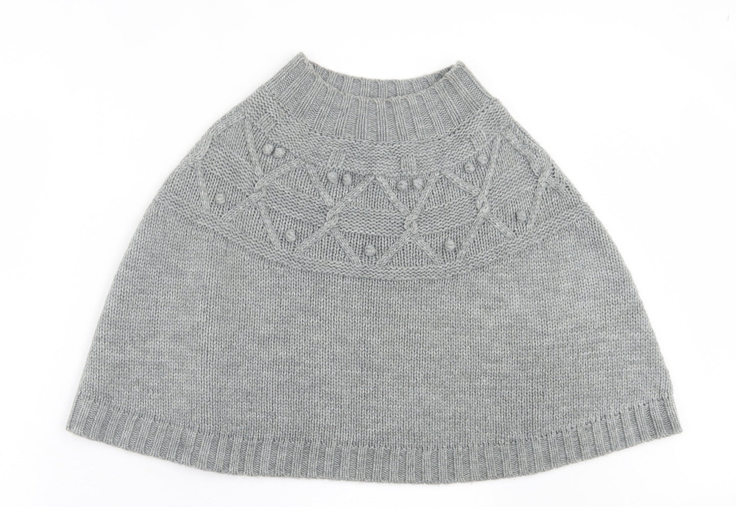 Cynthia Rowley Womens Grey Crew Neck Argyle/Diamond Acrylic Cape Jumper One Size