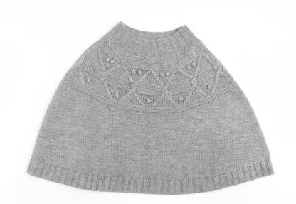 Cynthia Rowley Womens Grey Crew Neck Argyle/Diamond Acrylic Cape Jumper One Size