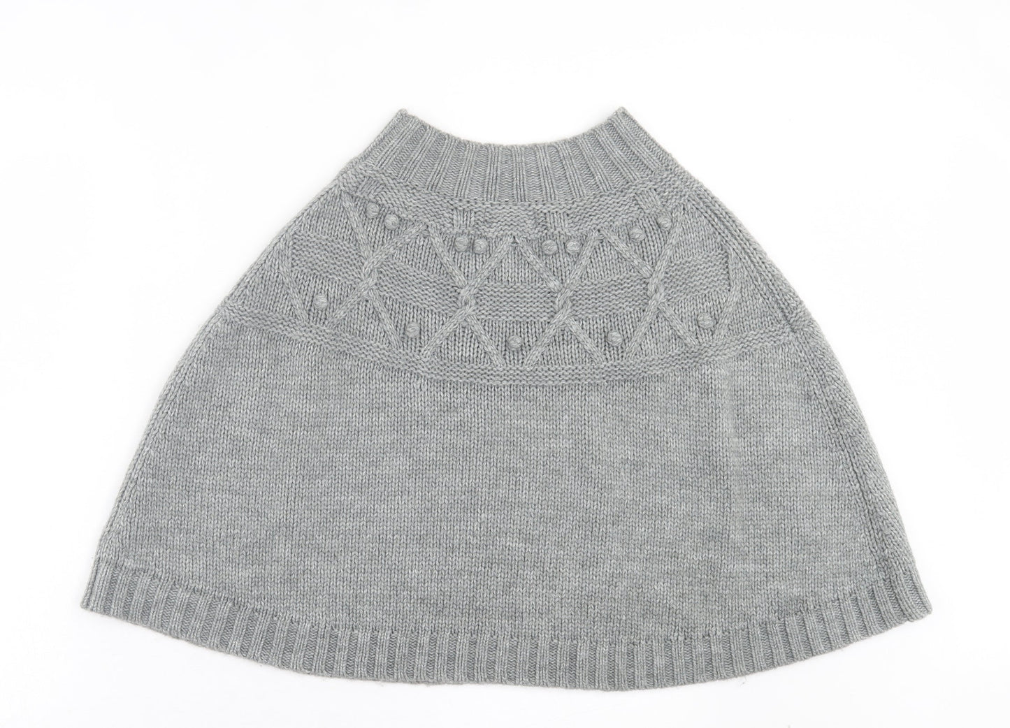 Cynthia Rowley Womens Grey Crew Neck Argyle/Diamond Acrylic Cape Jumper One Size