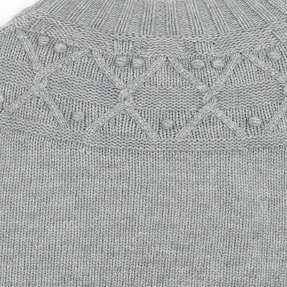 Cynthia Rowley Womens Grey Crew Neck Argyle/Diamond Acrylic Cape Jumper One Size