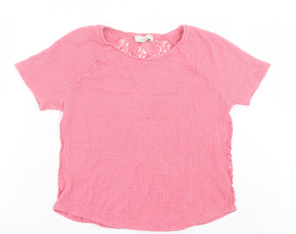 NEXT Womens Pink Floral Cotton Basic T-Shirt Size 16 Crew Neck
