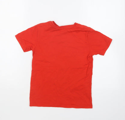 George Boys Red Cotton Basic T-Shirt Size 7-8 Years Round Neck Pullover - Couture Vision