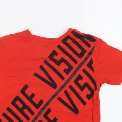 George Boys Red Cotton Basic T-Shirt Size 7-8 Years Round Neck Pullover - Couture Vision