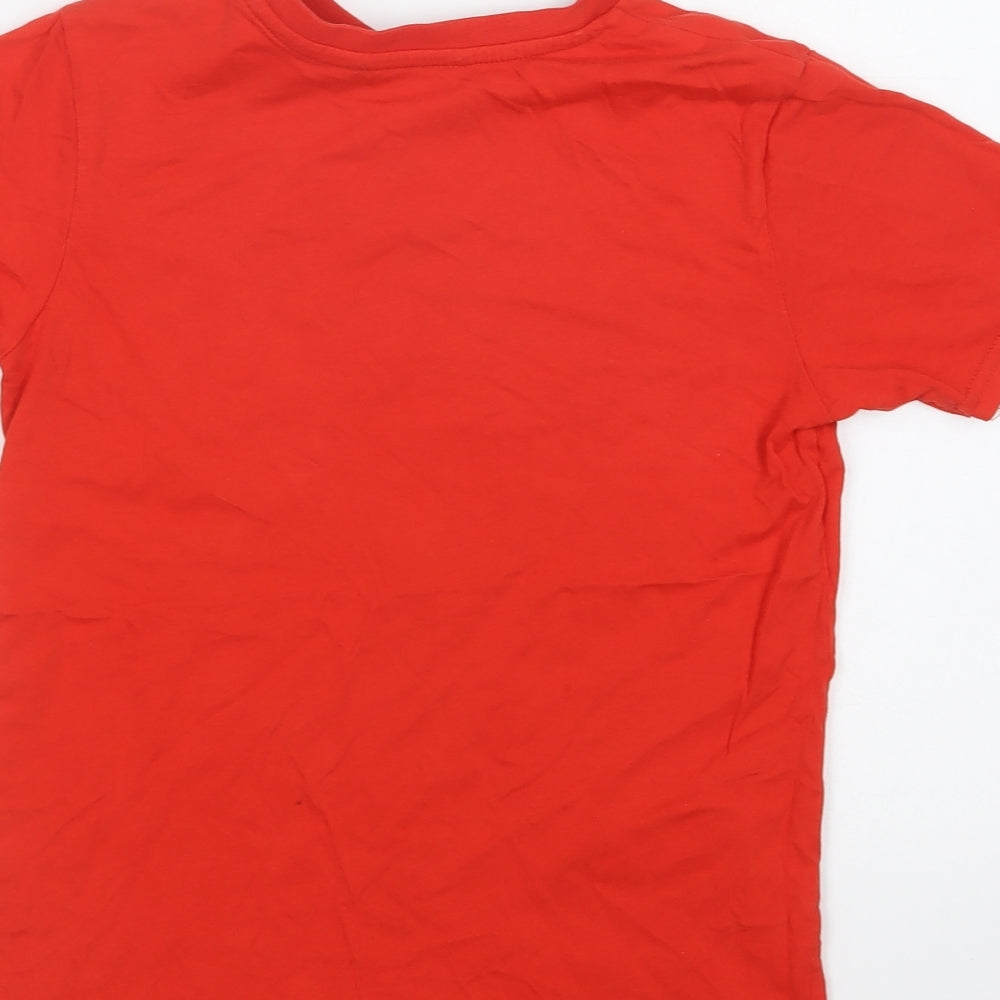 George Boys Red Cotton Basic T-Shirt Size 7-8 Years Round Neck Pullover - Couture Vision