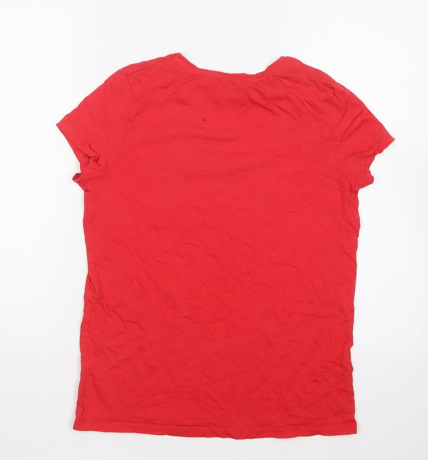 Primark Womens Red Cotton Basic T-Shirt Size 2XS Round Neck - Love Always Wins