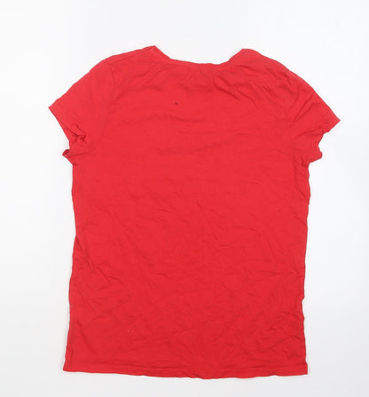 Primark Womens Red Cotton Basic T-Shirt Size 2XS Round Neck - Love Always Wins