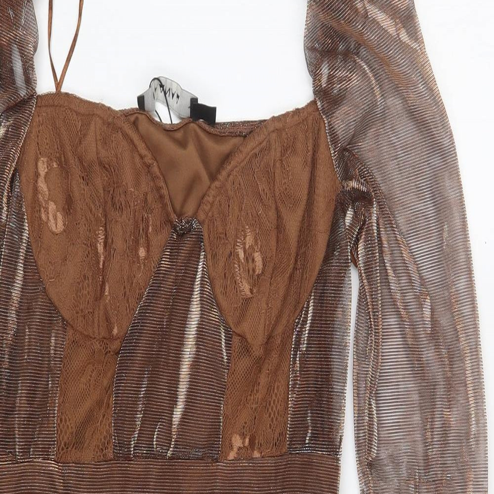 NaaNaa Womens Brown Polyester Bodycon Size 8 Sweetheart Pullover