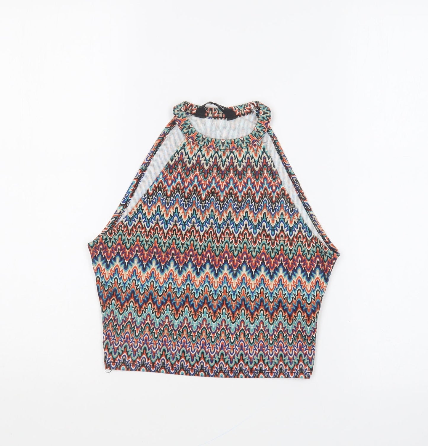 Womens UK Size 10 New Look Multicoloured Cropped T-Shirt