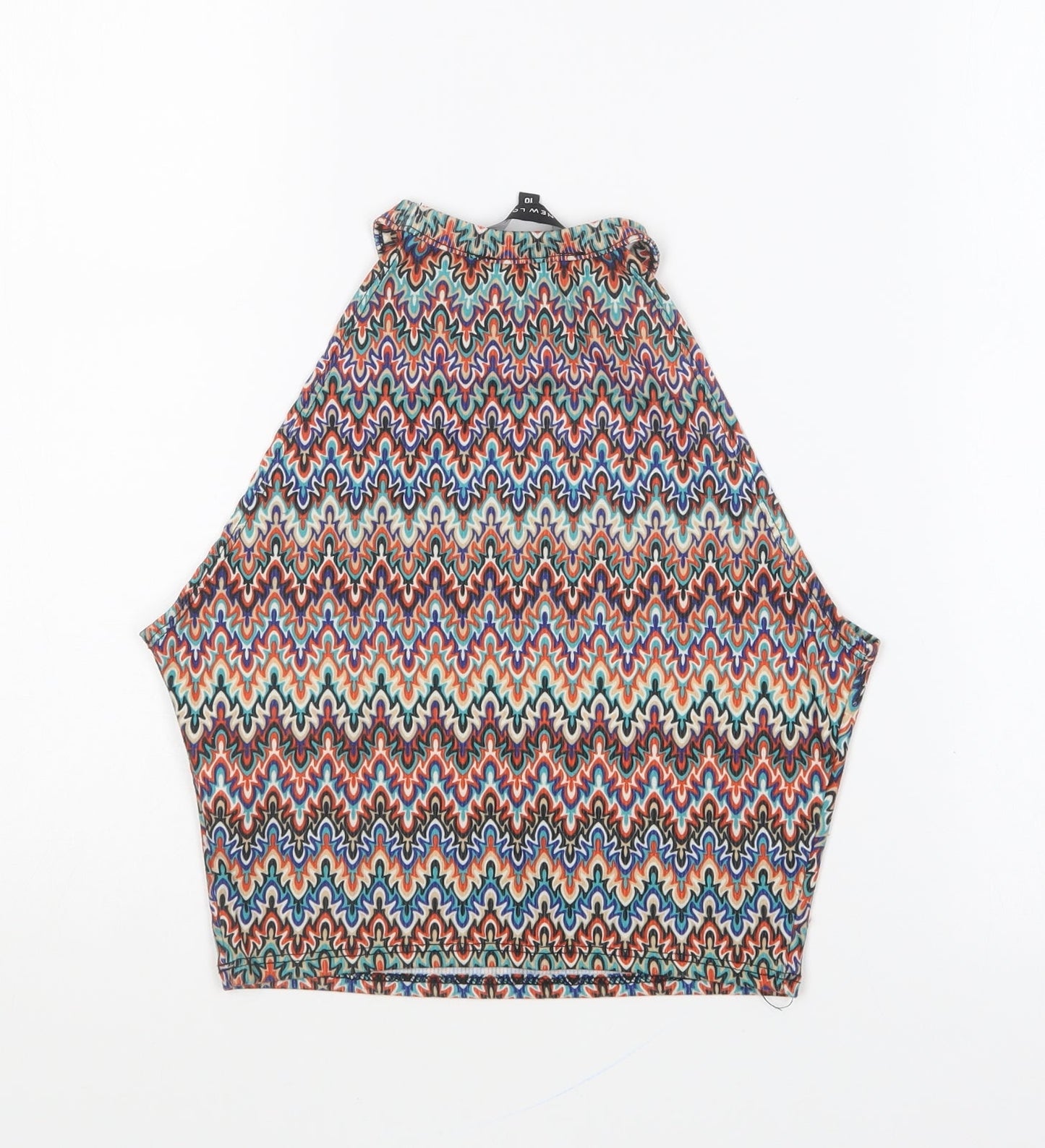 Womens UK Size 10 New Look Multicoloured Cropped T-Shirt
