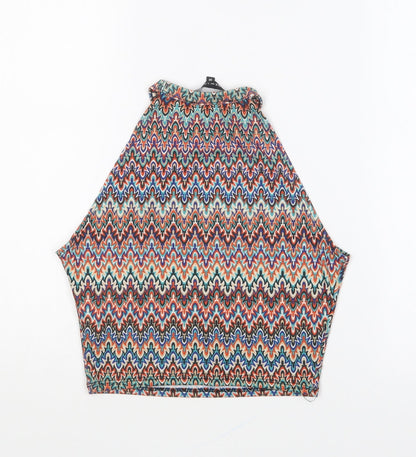 Womens UK Size 10 New Look Multicoloured Cropped T-Shirt