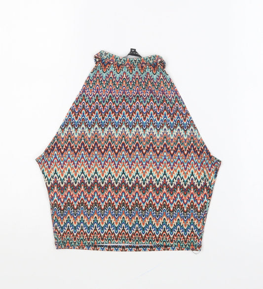 Womens UK Size 10 New Look Multicoloured Cropped T-Shirt