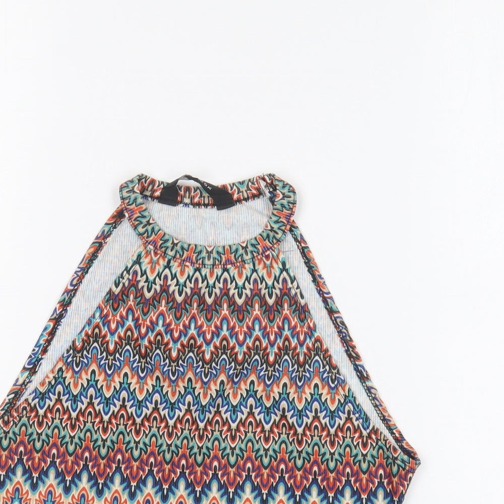 Womens UK Size 10 New Look Multicoloured Cropped T-Shirt