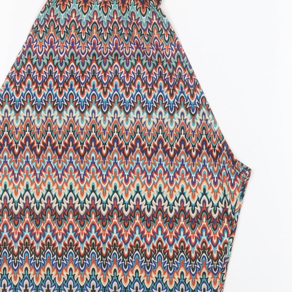 Womens UK Size 10 New Look Multicoloured Cropped T-Shirt