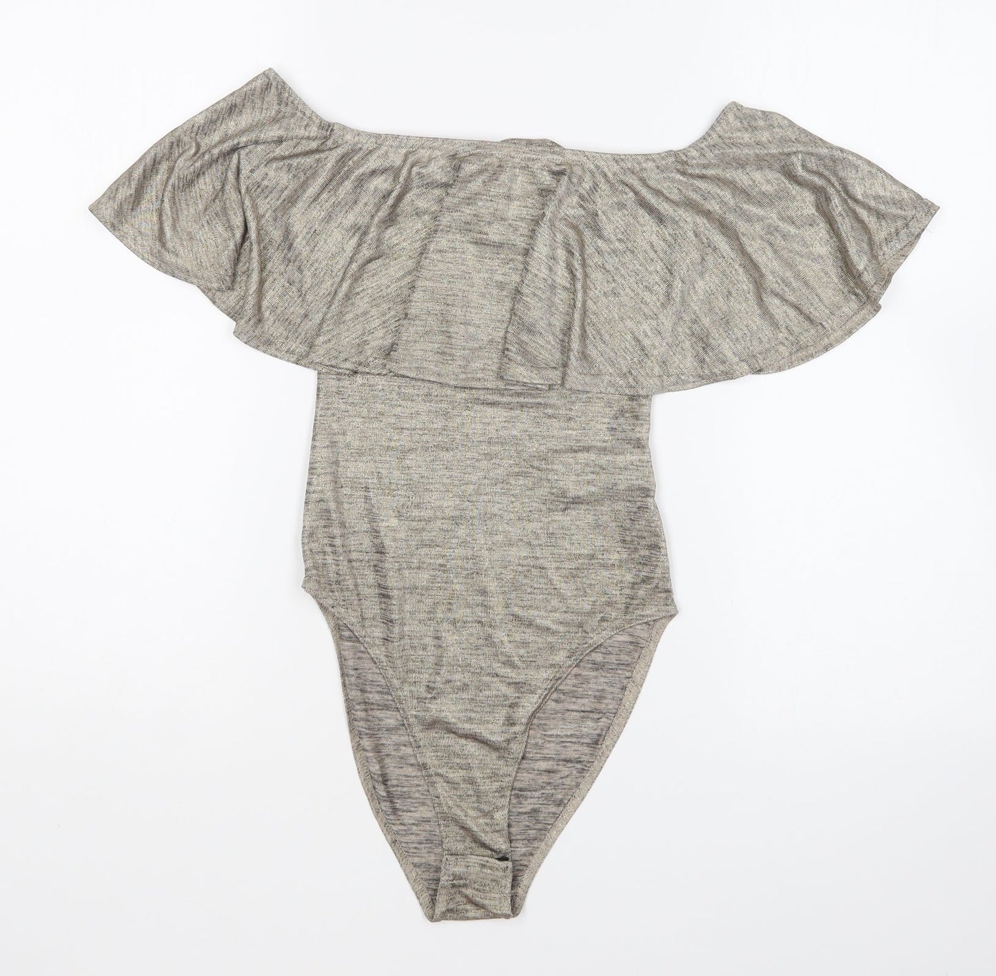 New Look Womens Gold Polyester Bodysuit One-Piece Size 10 Snap