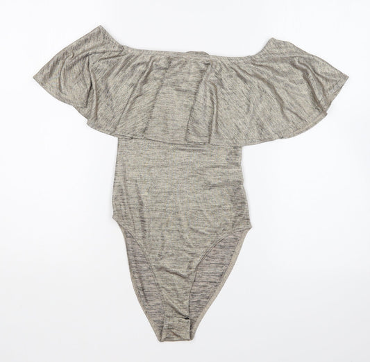 New Look Womens Gold Polyester Bodysuit One-Piece Size 10 Snap