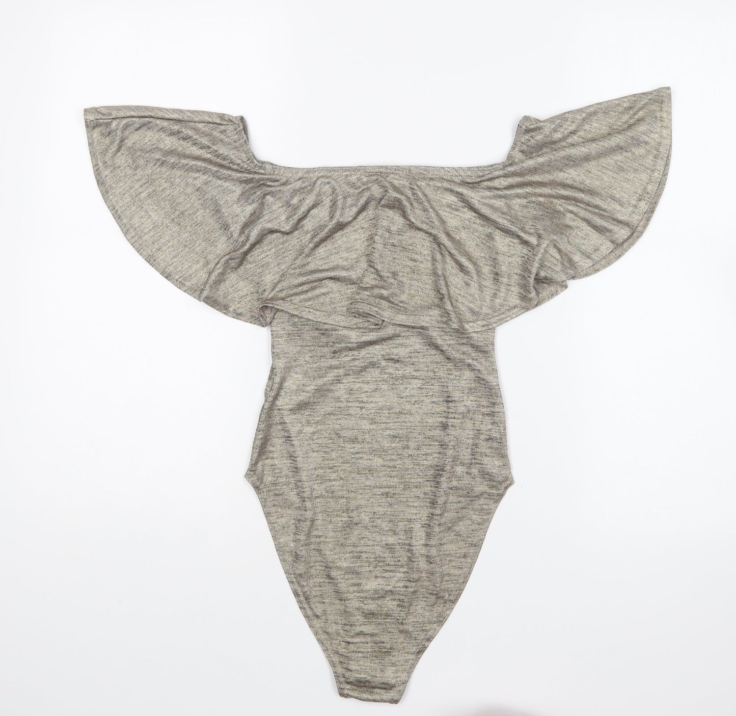 New Look Womens Gold Polyester Bodysuit One-Piece Size 10 Snap