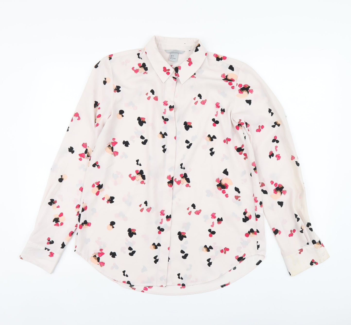 Womens UK Size XS H&M Pink Basic Button-Up