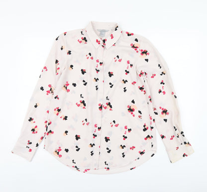 Womens UK Size XS H&M Pink Basic Button-Up