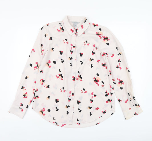 Womens UK Size XS H&M Pink Basic Button-Up