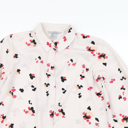 Womens UK Size XS H&M Pink Basic Button-Up