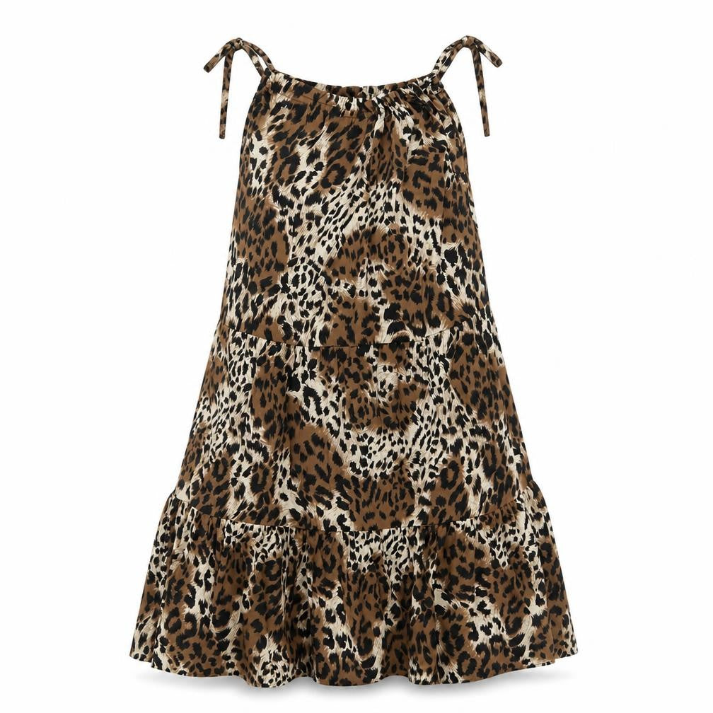 Pep&Co Womens Brown Animal Print Polyester Trapeze & Swing Size 8 Round Neck Pullover - Leopard print