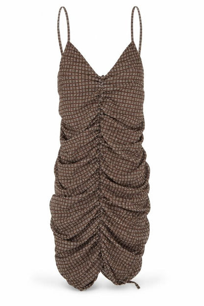 Motel Womens Brown Geometric Polyester Mini Size S V-Neck Pullover