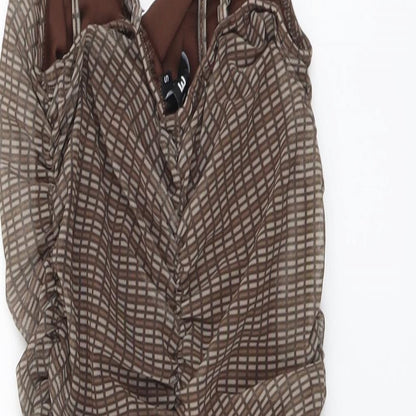 Motel Womens Brown Geometric Polyester Mini Size S V-Neck Pullover