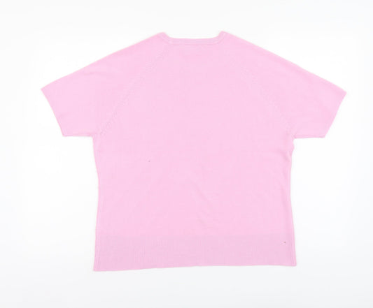 BHS Womens Pink Round Neck Acrylic Pullover Jumper Size 14