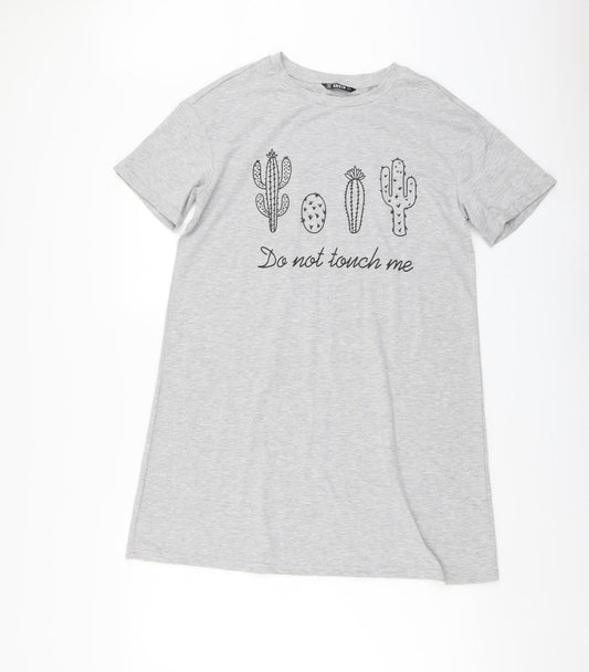 SheIn Womens Grey Polyester T-Shirt Dress Size M Round Neck Pullover - Do Not Touch Me