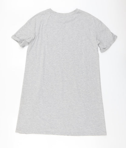 SheIn Womens Grey Polyester T-Shirt Dress Size M Round Neck Pullover - Do Not Touch Me