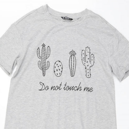 SheIn Womens Grey Polyester T-Shirt Dress Size M Round Neck Pullover - Do Not Touch Me