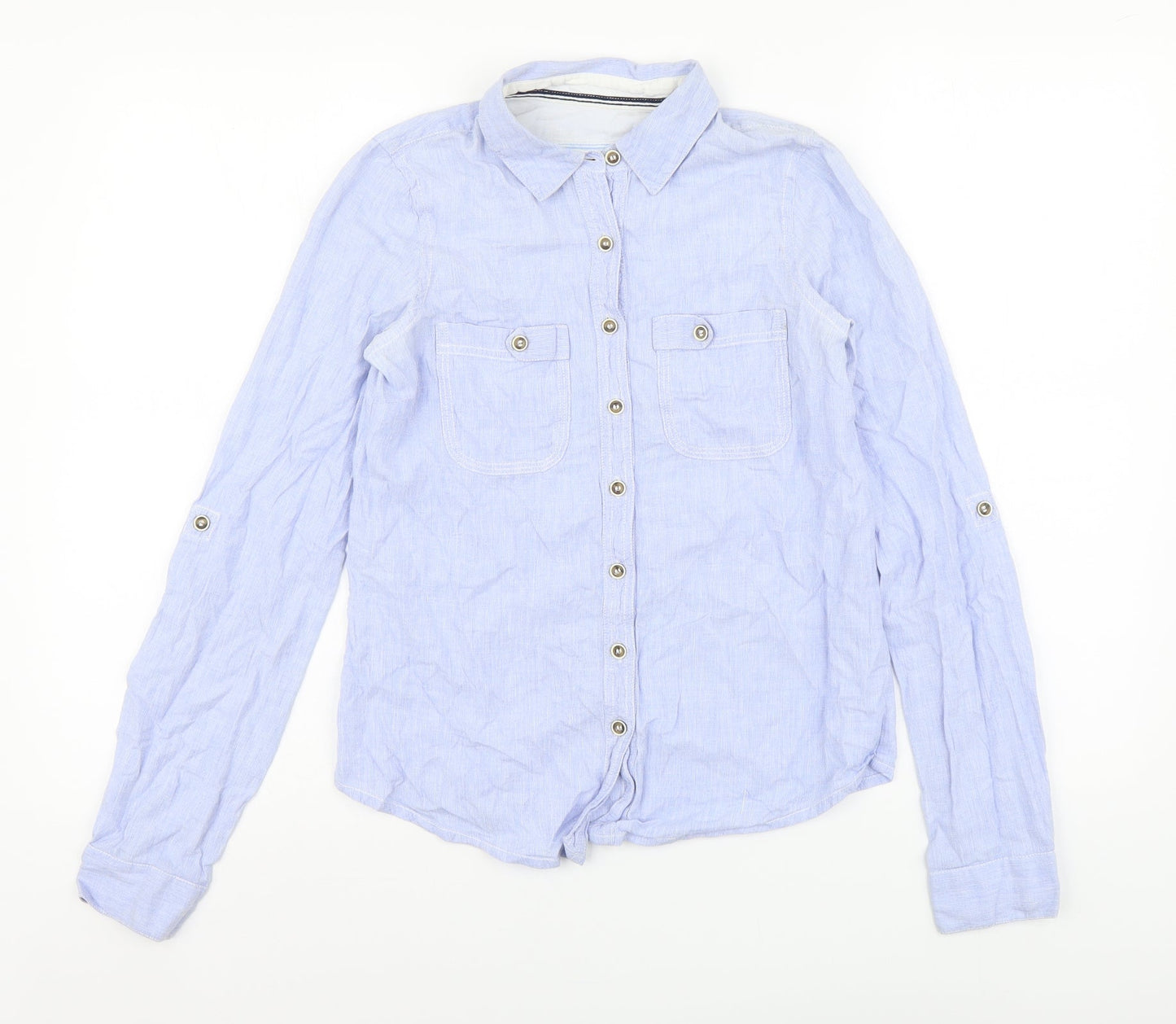 Womens UK Size 6 River Island Blue Basic Button-Up