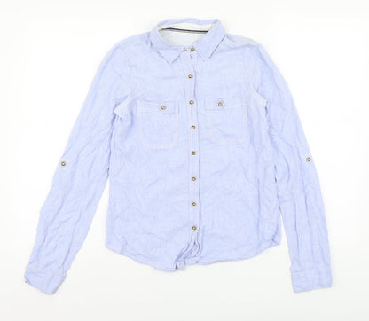 Womens UK Size 6 River Island Blue Basic Button-Up