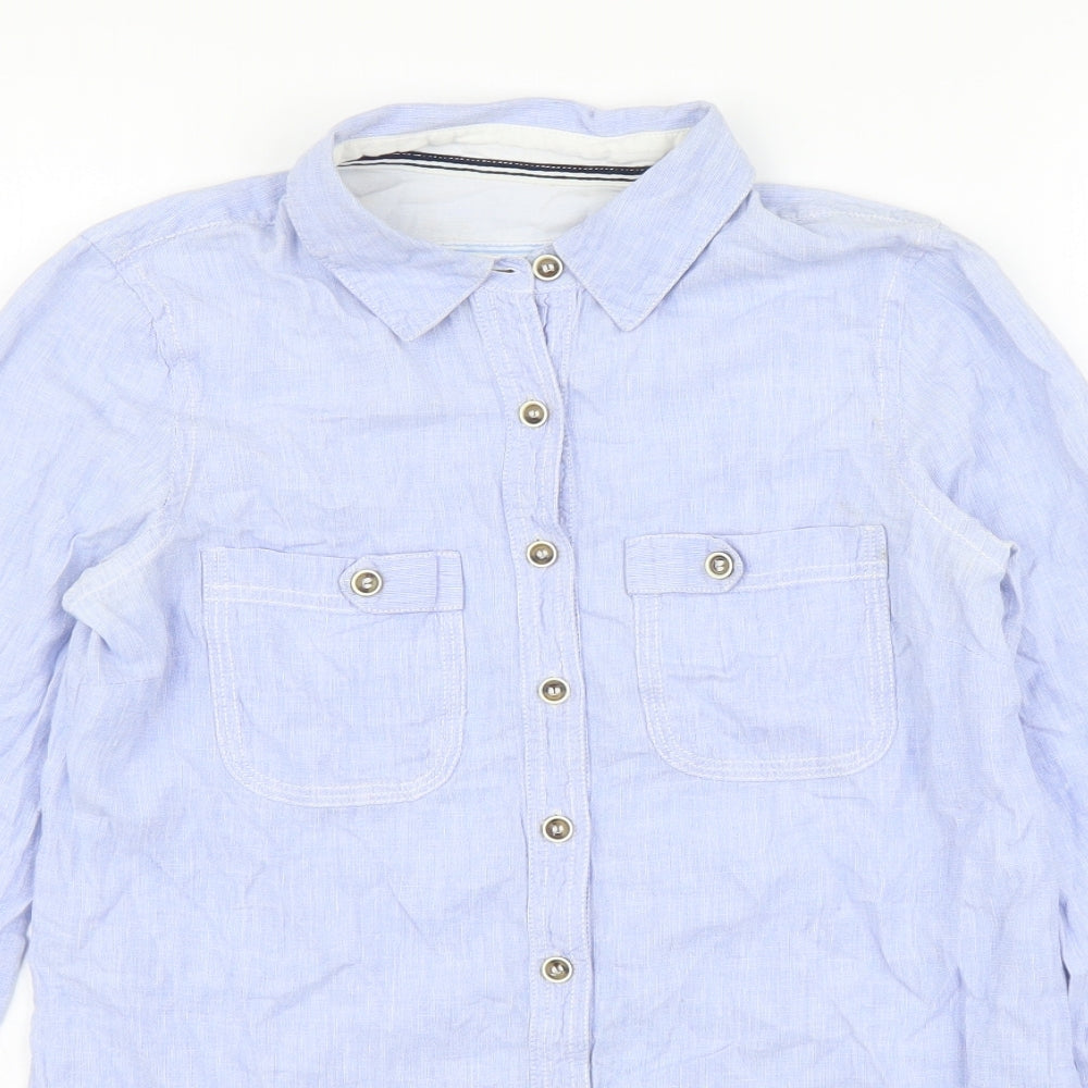 Womens UK Size 6 River Island Blue Basic Button-Up