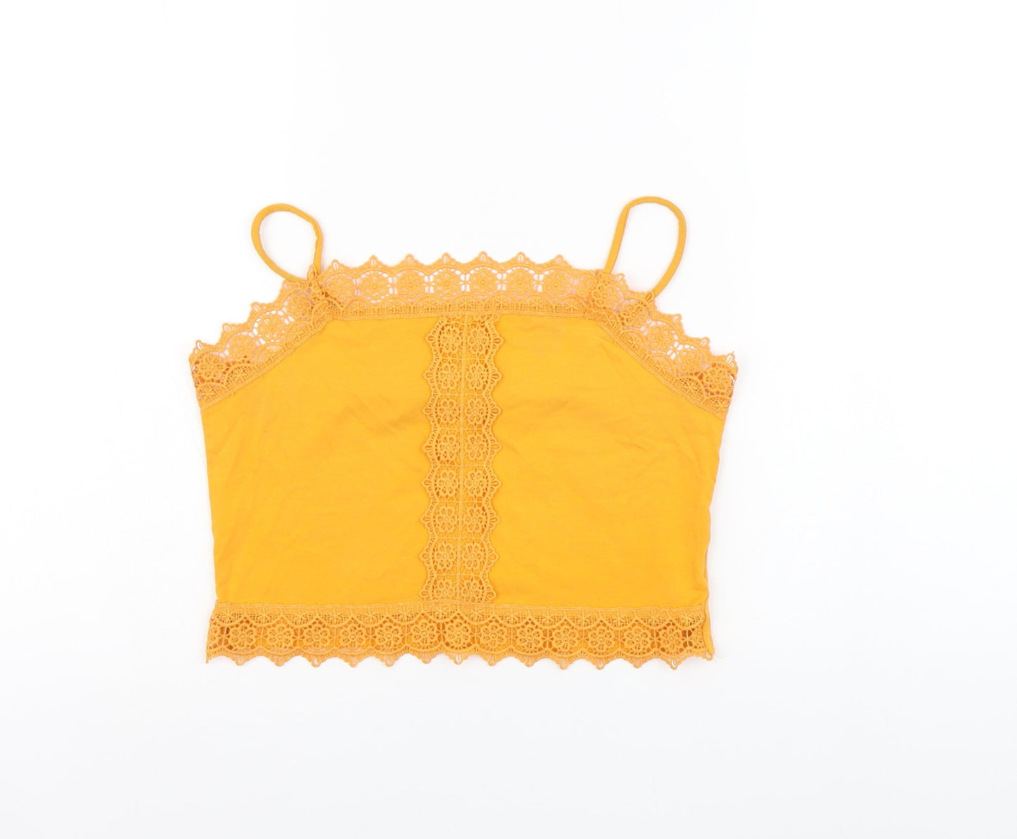 Primark Womens Orange Cotton Cropped T-Shirt Size XS Sweetheart