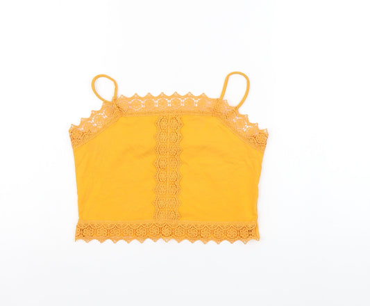 Primark Womens Orange Cotton Cropped T-Shirt Size XS Sweetheart