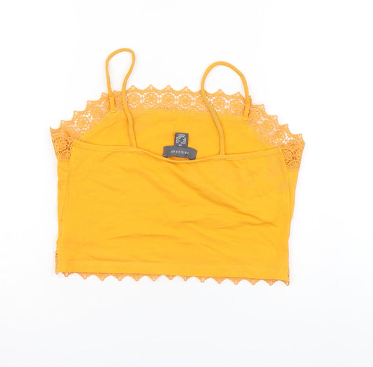 Primark Womens Orange Cotton Cropped T-Shirt Size XS Sweetheart