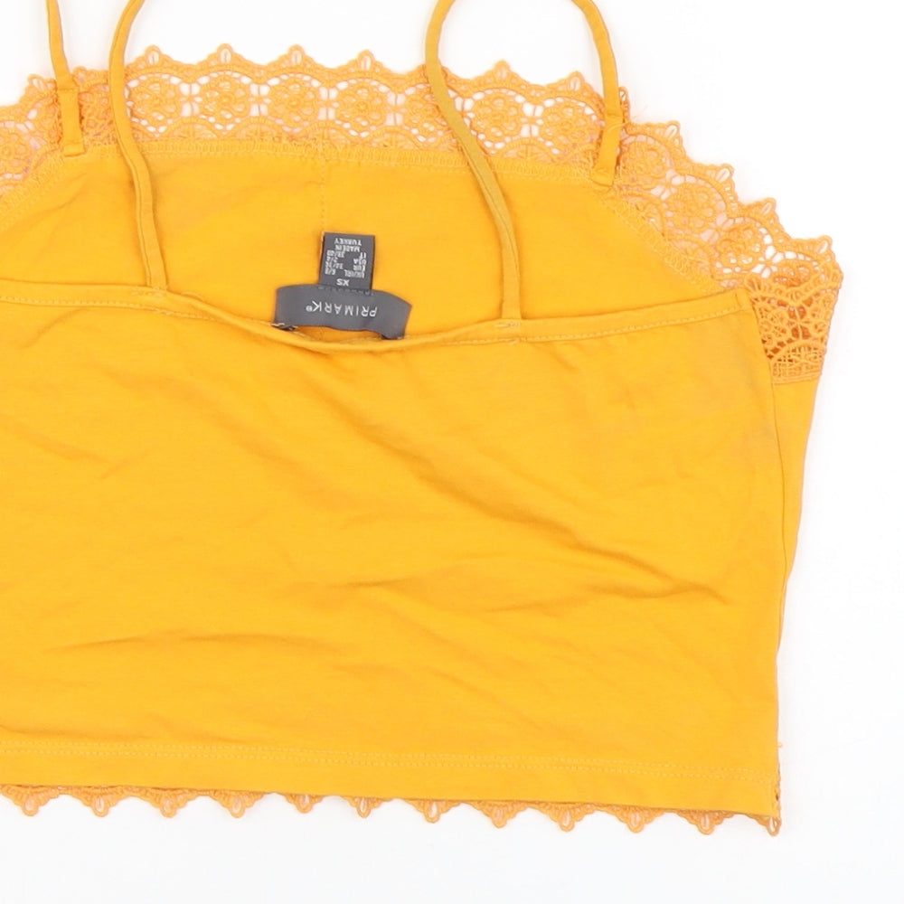 Primark Womens Orange Cotton Cropped T-Shirt Size XS Sweetheart