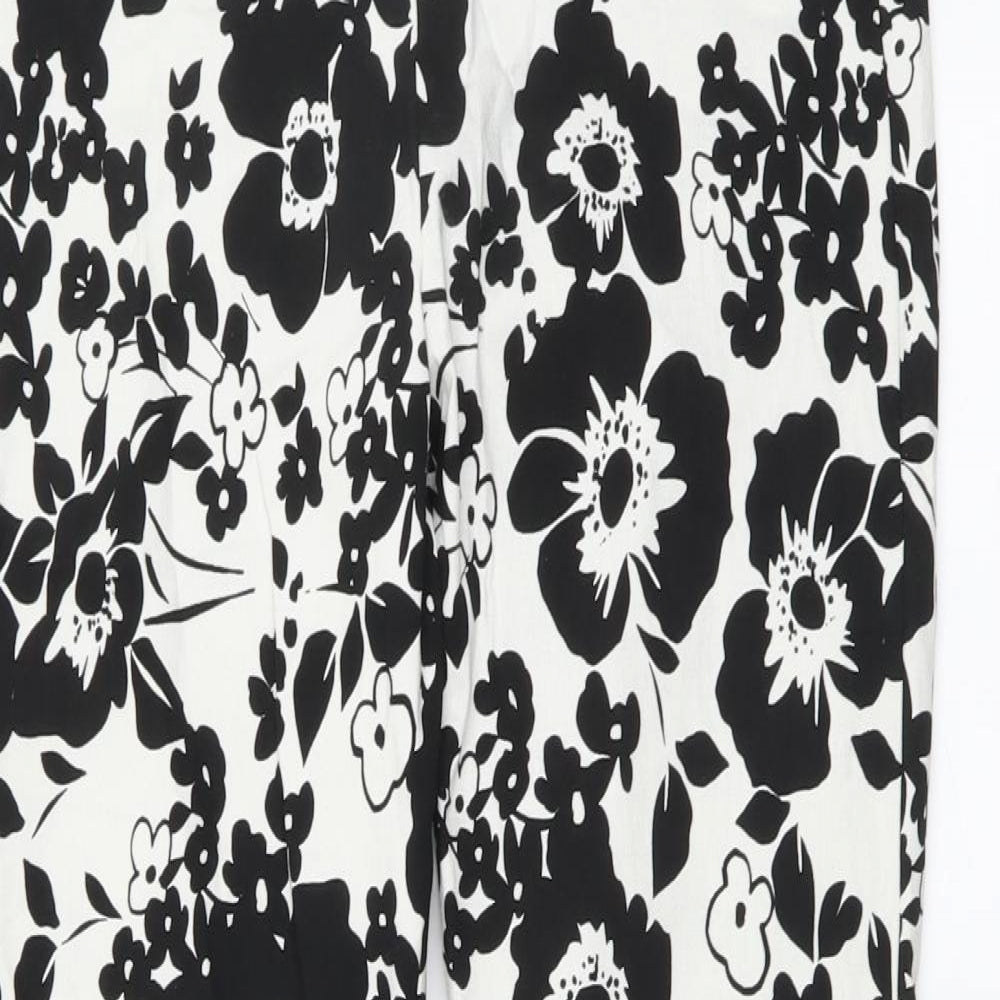 F7F Womens White Floral Viscose Harem Leggings Size 12 L27 in