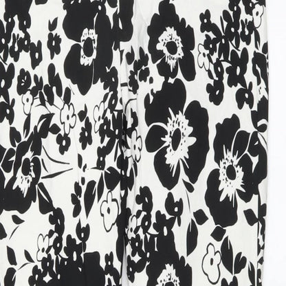 F7F Womens White Floral Viscose Harem Leggings Size 12 L27 in