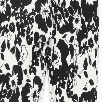 F7F Womens White Floral Viscose Harem Leggings Size 12 L27 in