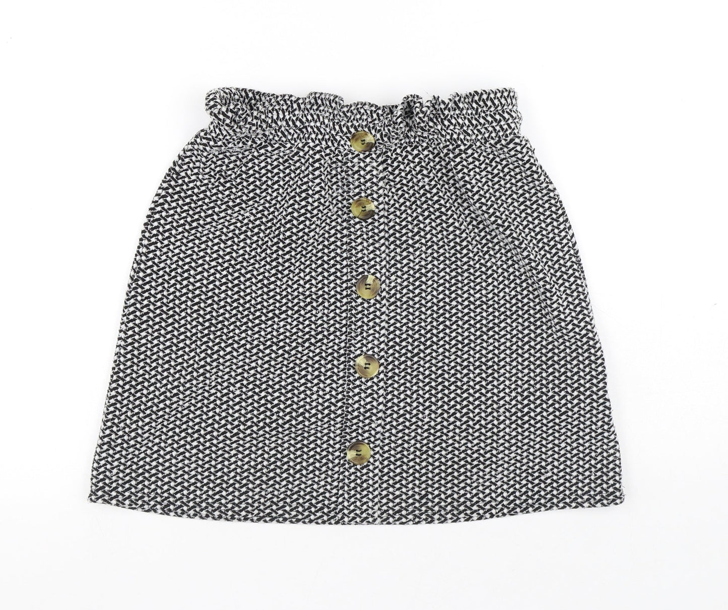 New Look Womens Black Geometric Polyester A-Line Skirt Size 8