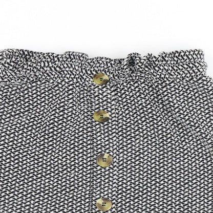 New Look Womens Black Geometric Polyester A-Line Skirt Size 8