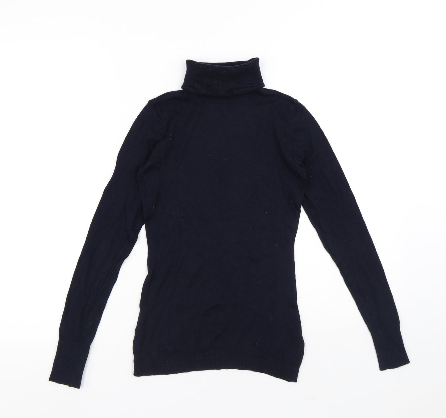 H&M Womens Blue Roll Neck Viscose Pullover Jumper Size XS