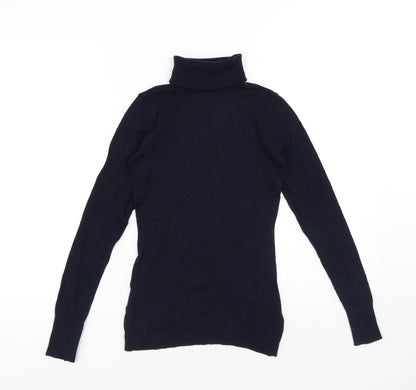 H&M Womens Blue Roll Neck Viscose Pullover Jumper Size XS