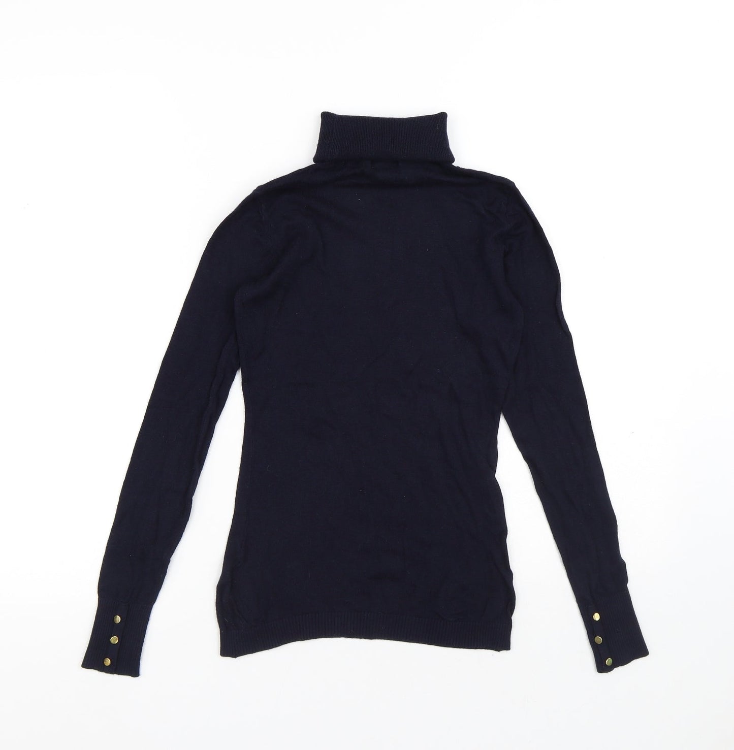 H&M Womens Blue Roll Neck Viscose Pullover Jumper Size XS