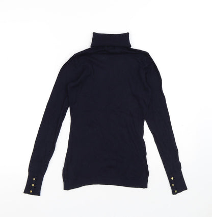 H&M Womens Blue Roll Neck Viscose Pullover Jumper Size XS