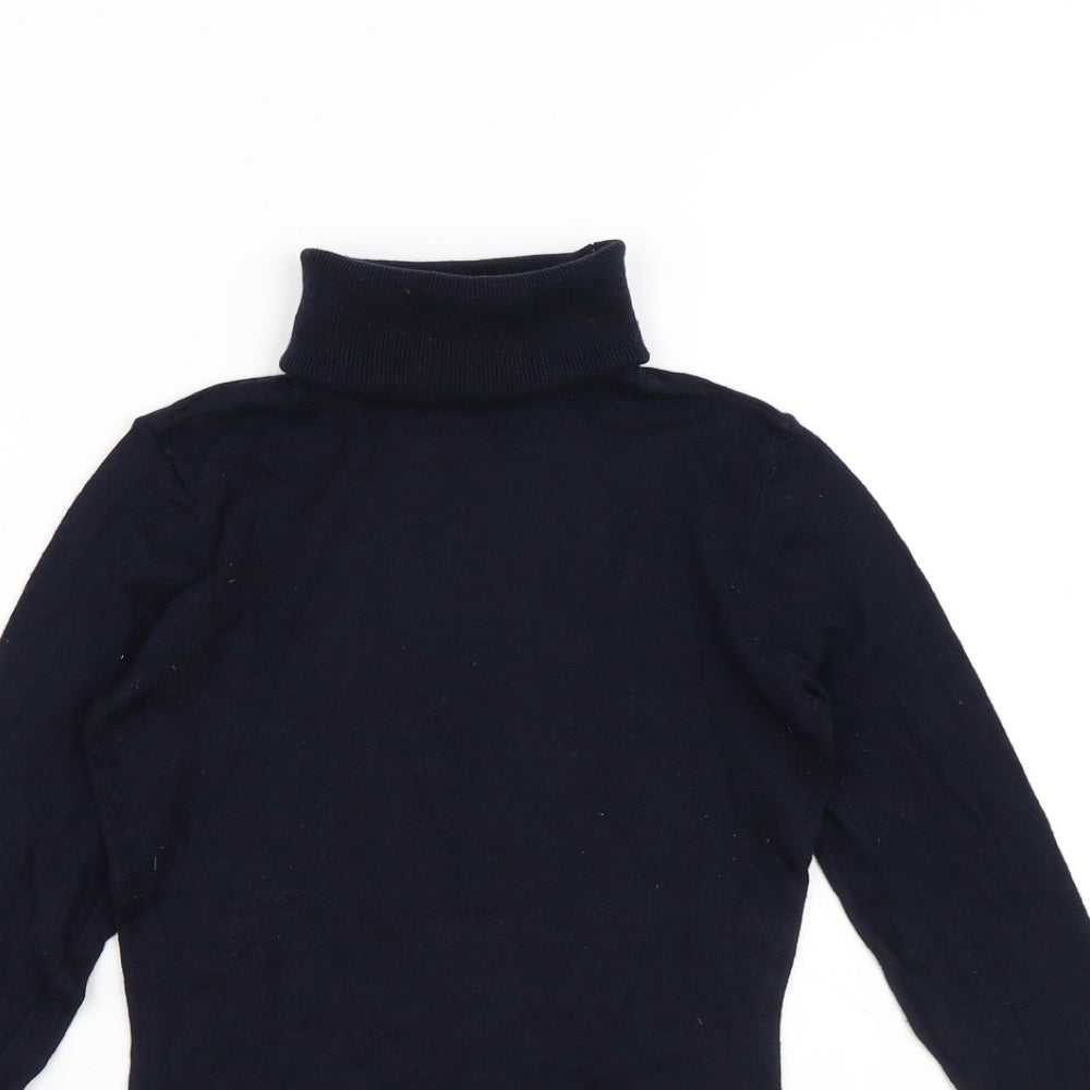 H&M Womens Blue Roll Neck Viscose Pullover Jumper Size XS