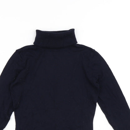 H&M Womens Blue Roll Neck Viscose Pullover Jumper Size XS